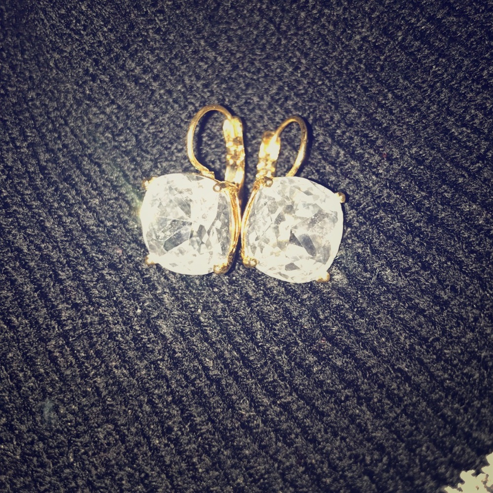 Cubic Z large gold-plated drop square studs